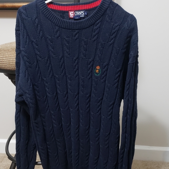 Chaps Ralph Lauren Sweater Navy Blue Sz-L - Picture 9 of 10